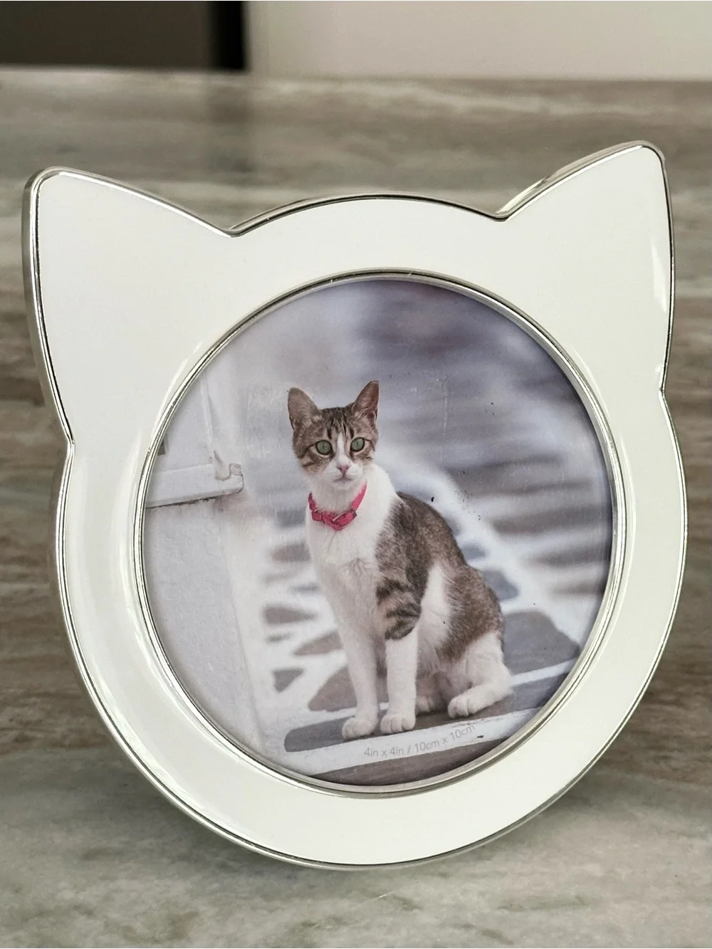 White Cat-Shaped Photo Frame for Pets
